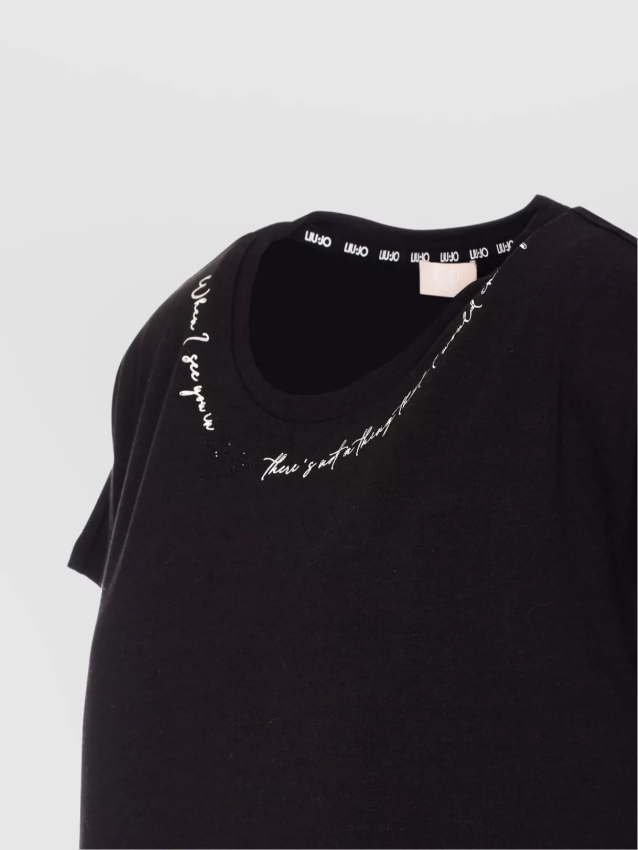 Liu •jo Crewneck T-shirt With Graphic And Strass Detail