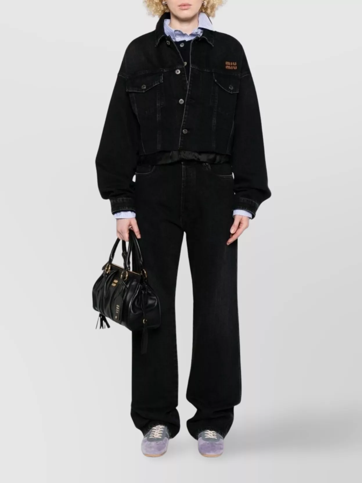 Miu Miu Straight Trousers With Back Pockets And Belt Loops In Black
