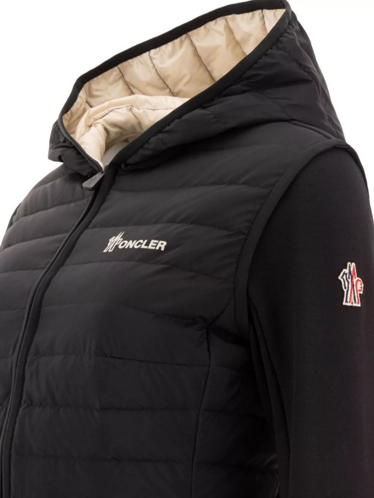 Moncler Waist Drawstring Hooded Quilted Panel Jacket