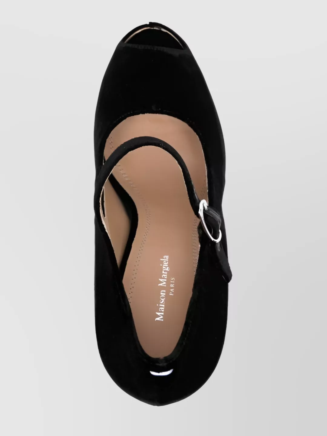 Shop Maison Margiela Velvet Peep-toe Sandals 125mm Sculpted Heel