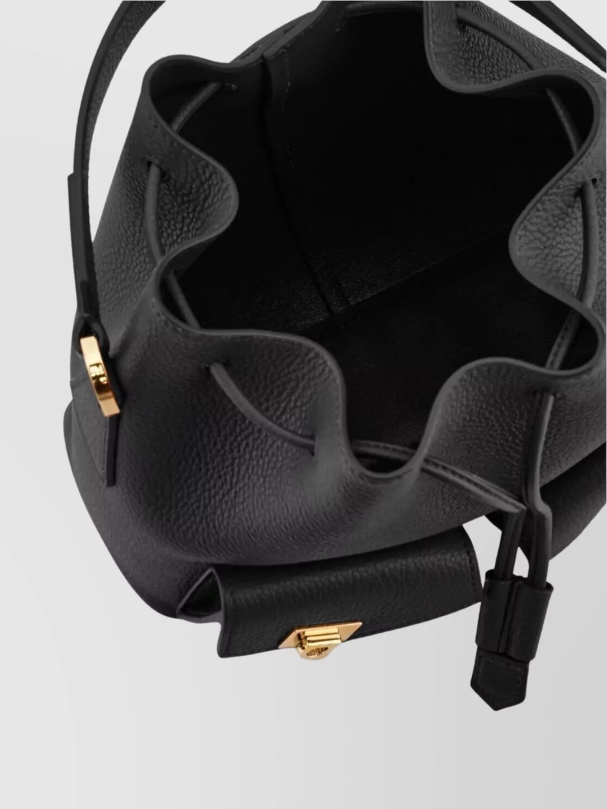 Ferragamo Buckles Textured Multipocket Bucket Bag