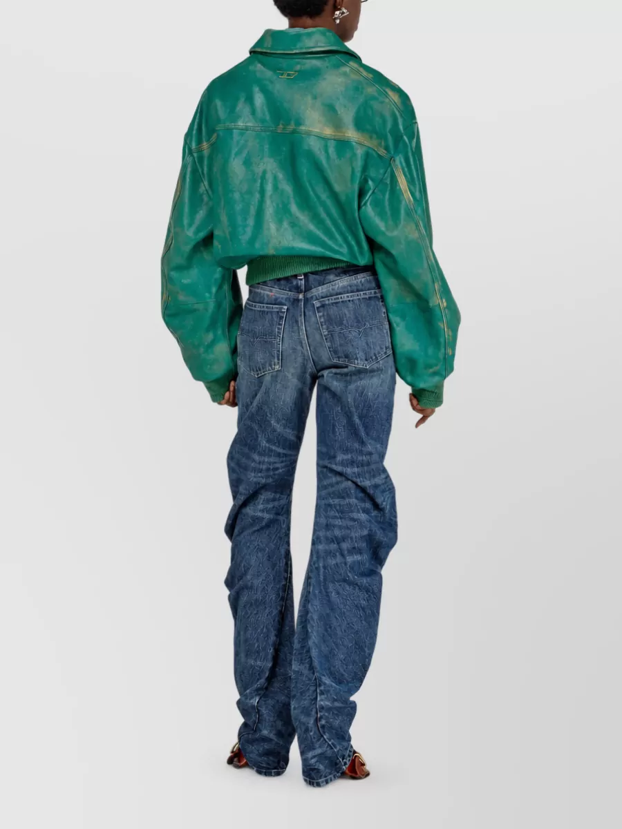 Diesel Cotton Faded Distressed Tapered Jeans