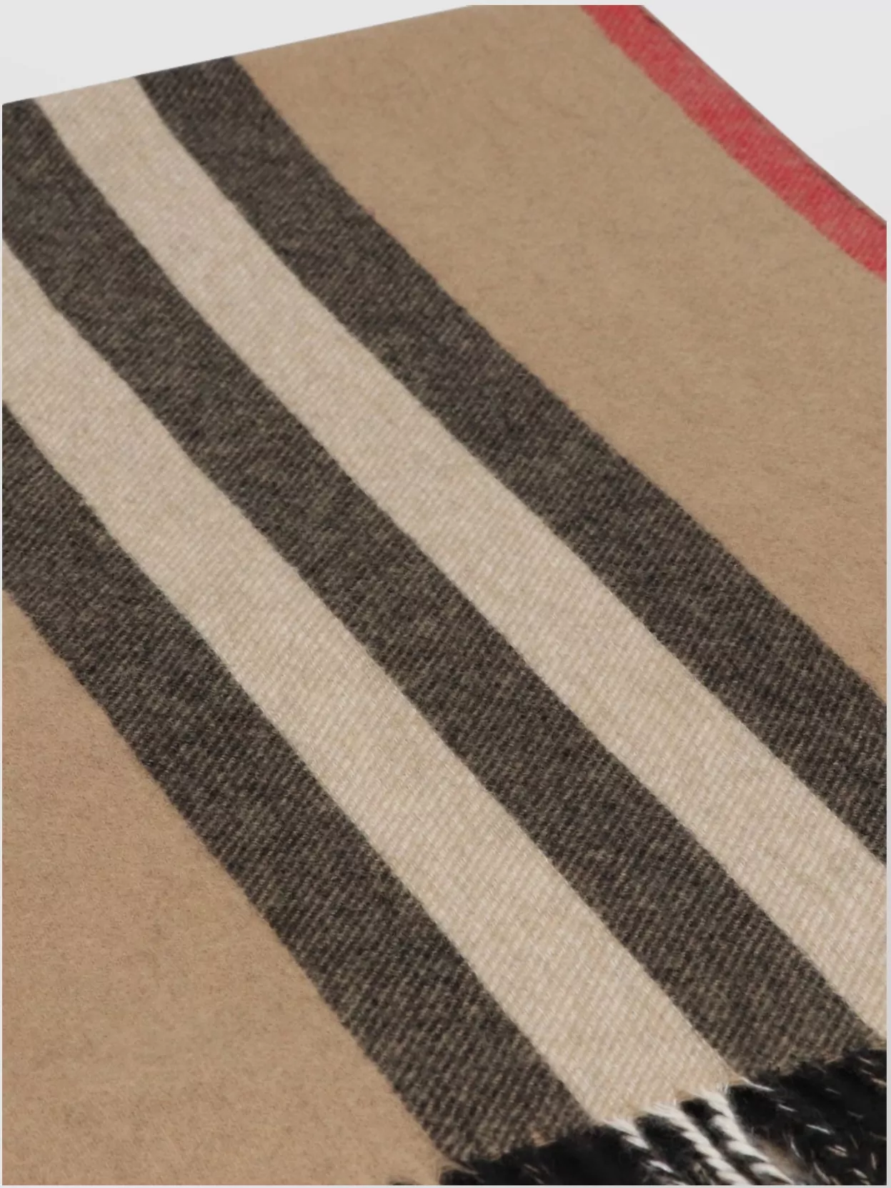 Burberry Check Motif Cashmere Scarf With Fringed Edges