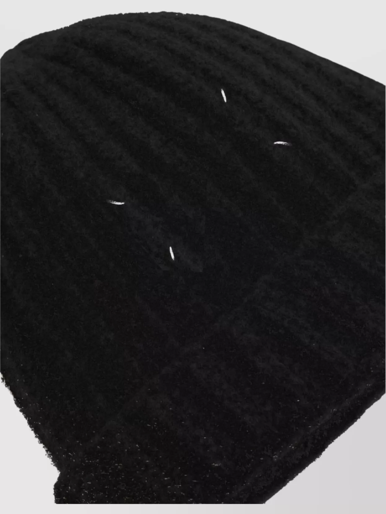 Maison Margiela Ribbed Knit Wool Beanie With Folded Brim