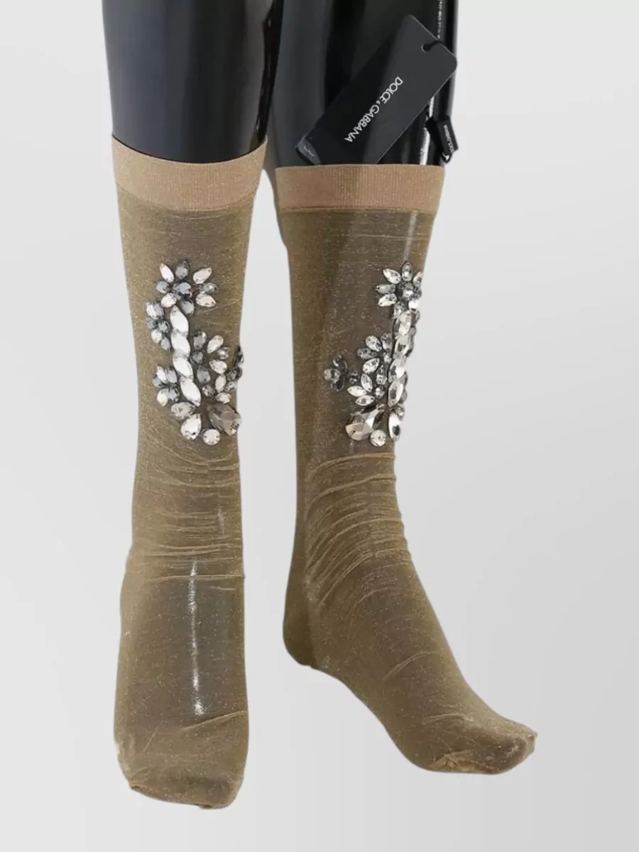 Dolce&Gabbana Metallic Crystal-Embellished Socks