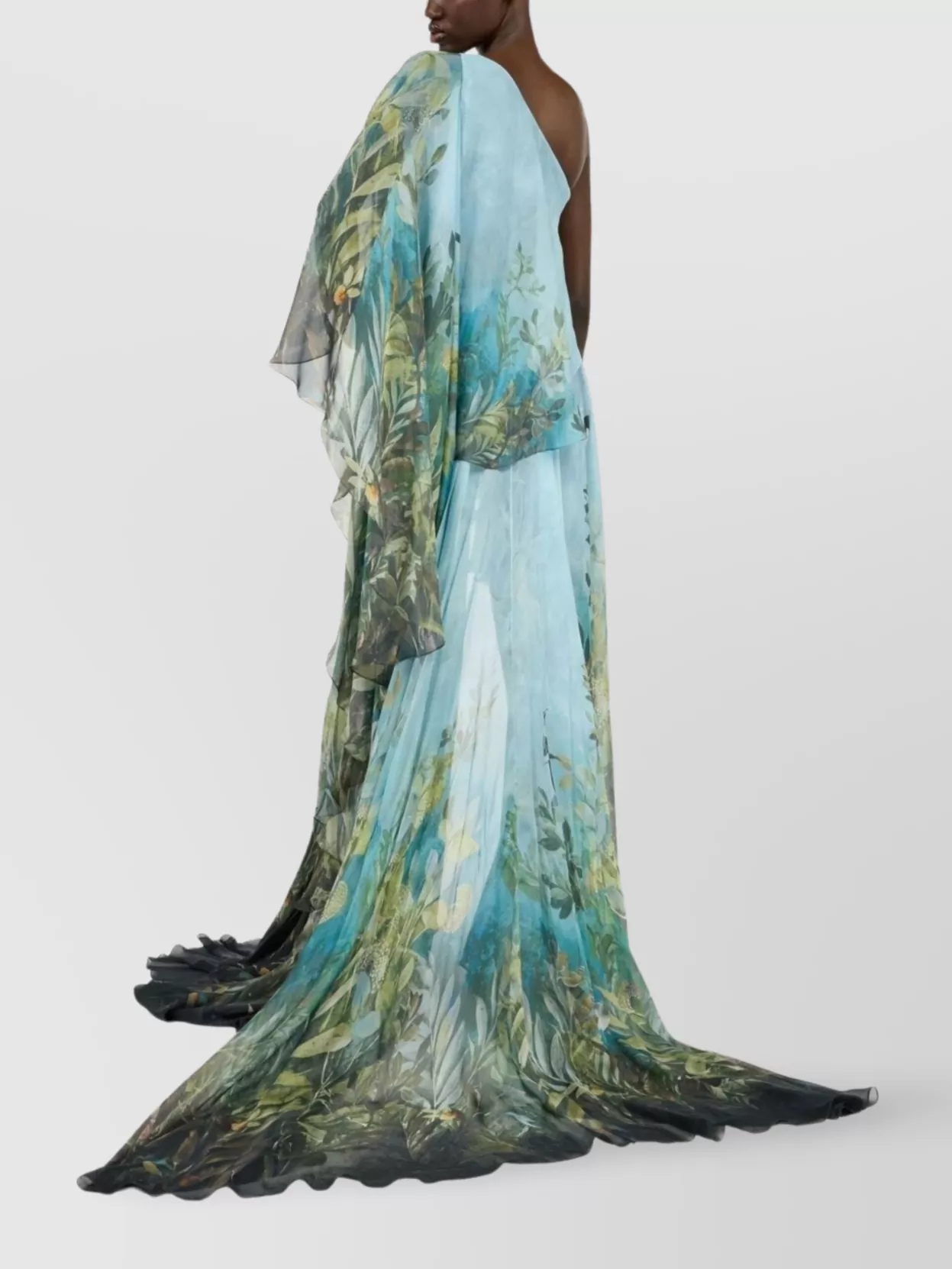 Roberto Cavalli Asymmetric Floral Print One Shoulder Dress