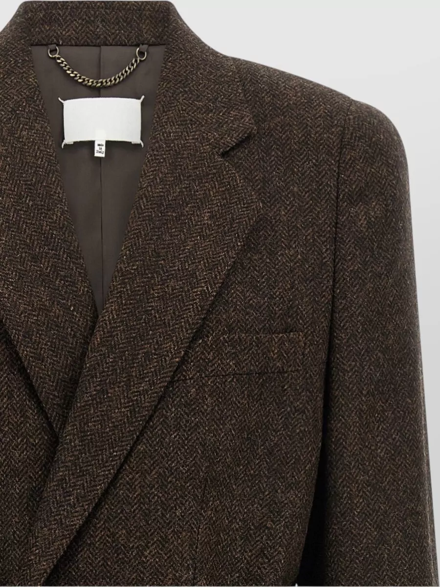 Maison Margiela Wool Belted Herringbone Coat