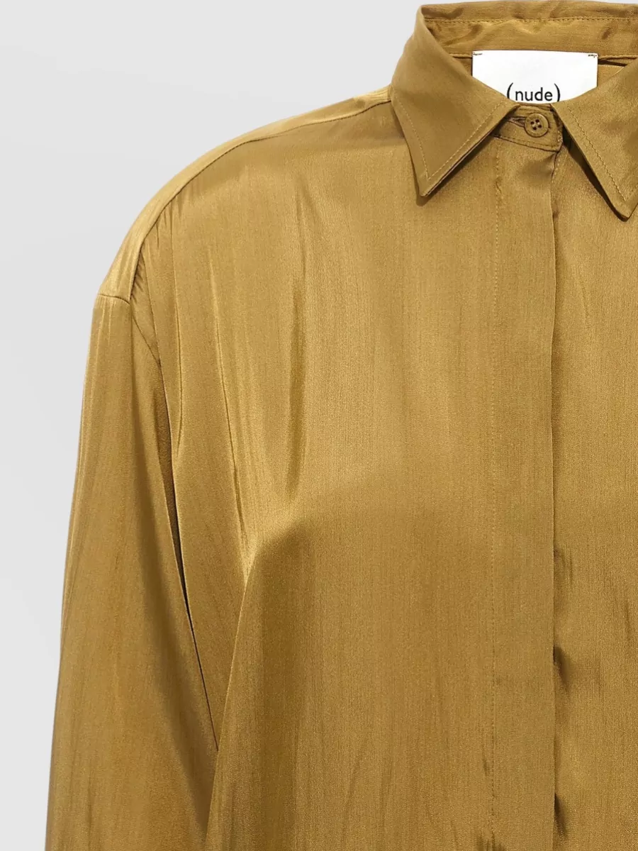 Nude Satin Asymmetric Shirt