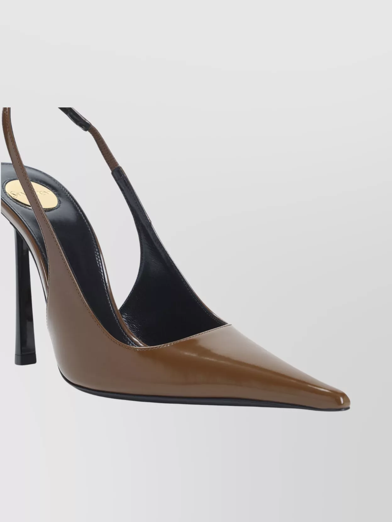 Saint Laurent Glossy Pointed Toe Pumps In Brown