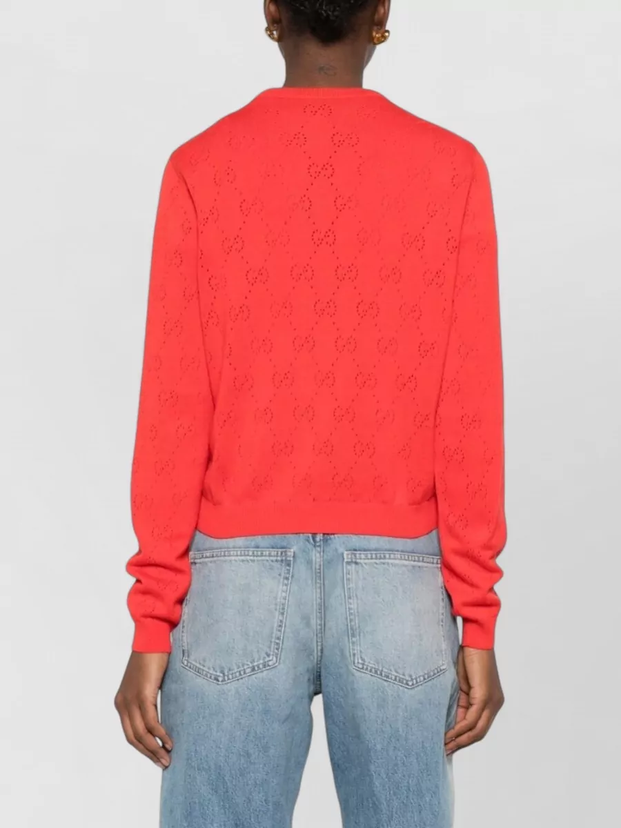 Gucci Silk Ribbed Openwork Logo-Knit Cardigan