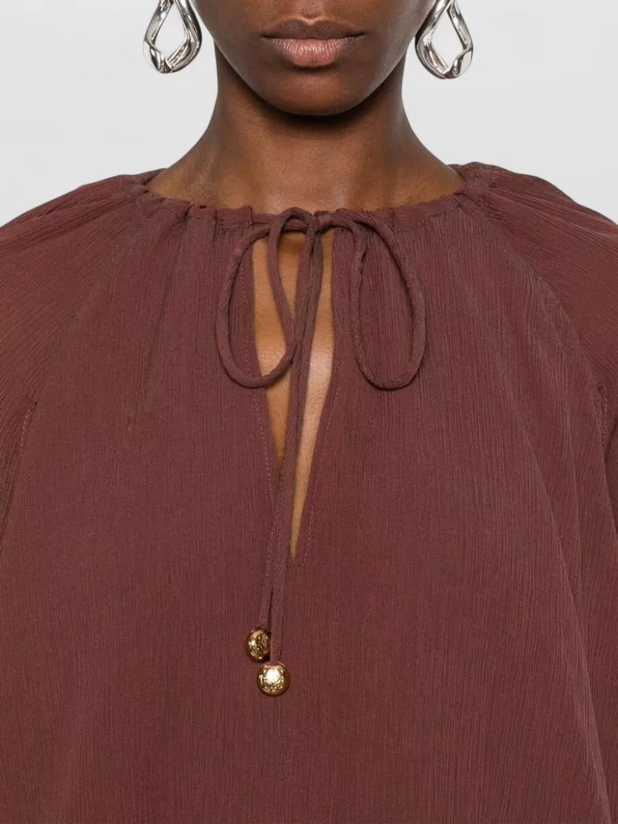 Loewe Paula's Ibiza Silk Blend Drawstring Long-Sleeve Blouse