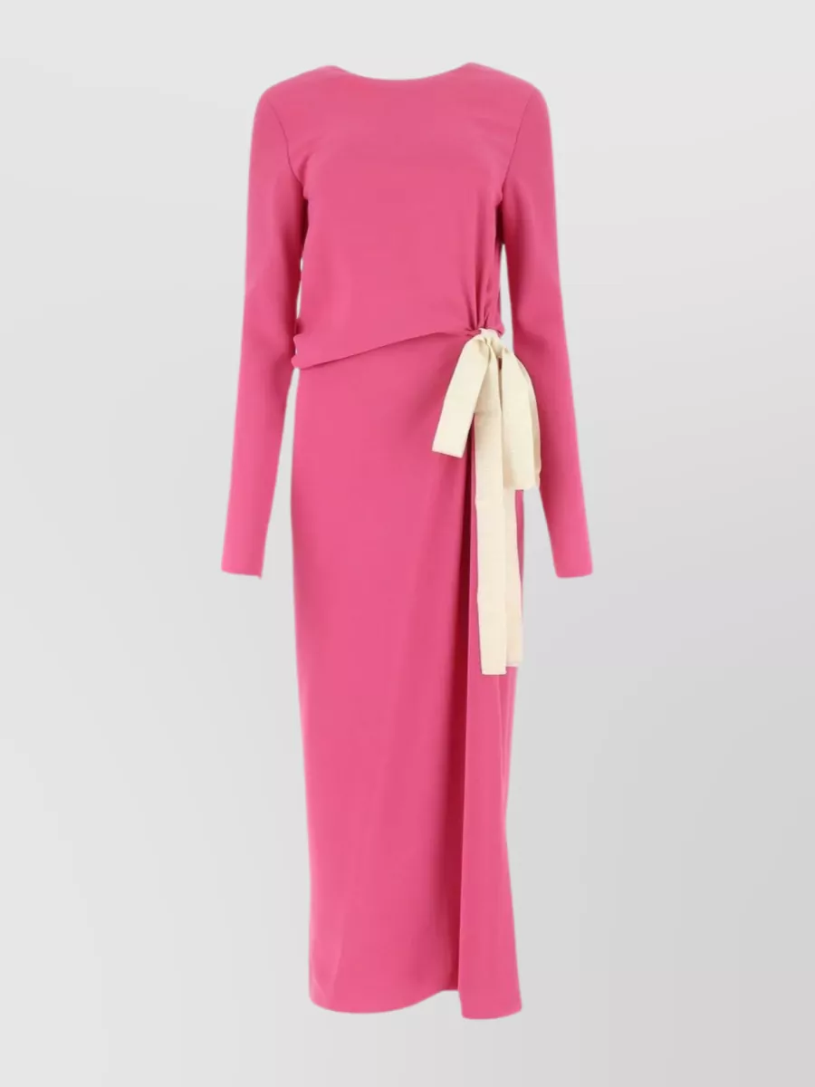 Shop Lanvin Backless Long Dress With Side Tie In Pink
