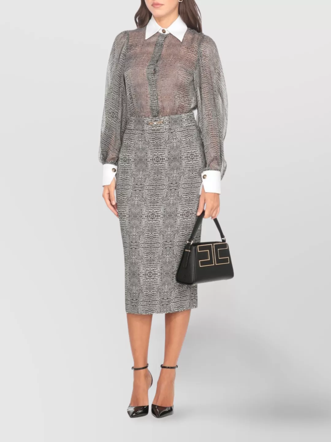 Elisabetta Franchi Midi Skirt With High Waist Design