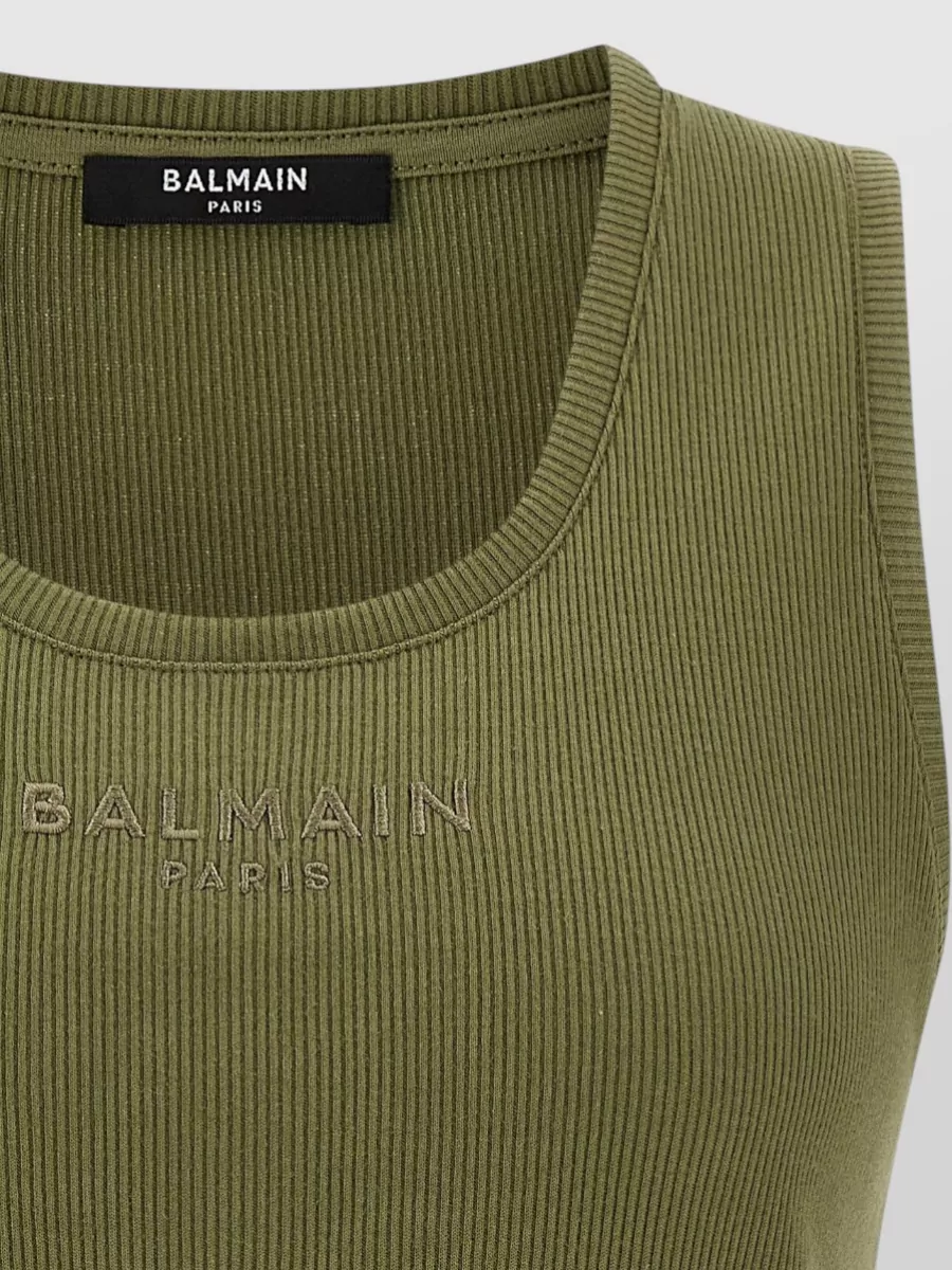Balmain Ribbed Logo Embroidery Tank Top