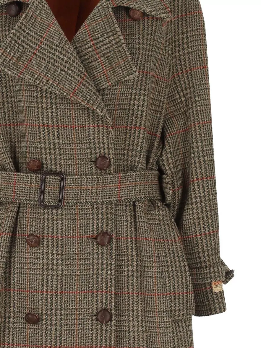 Golden Goose Virgin Wool Checked Double-Breasted Belted Fitted Jacket