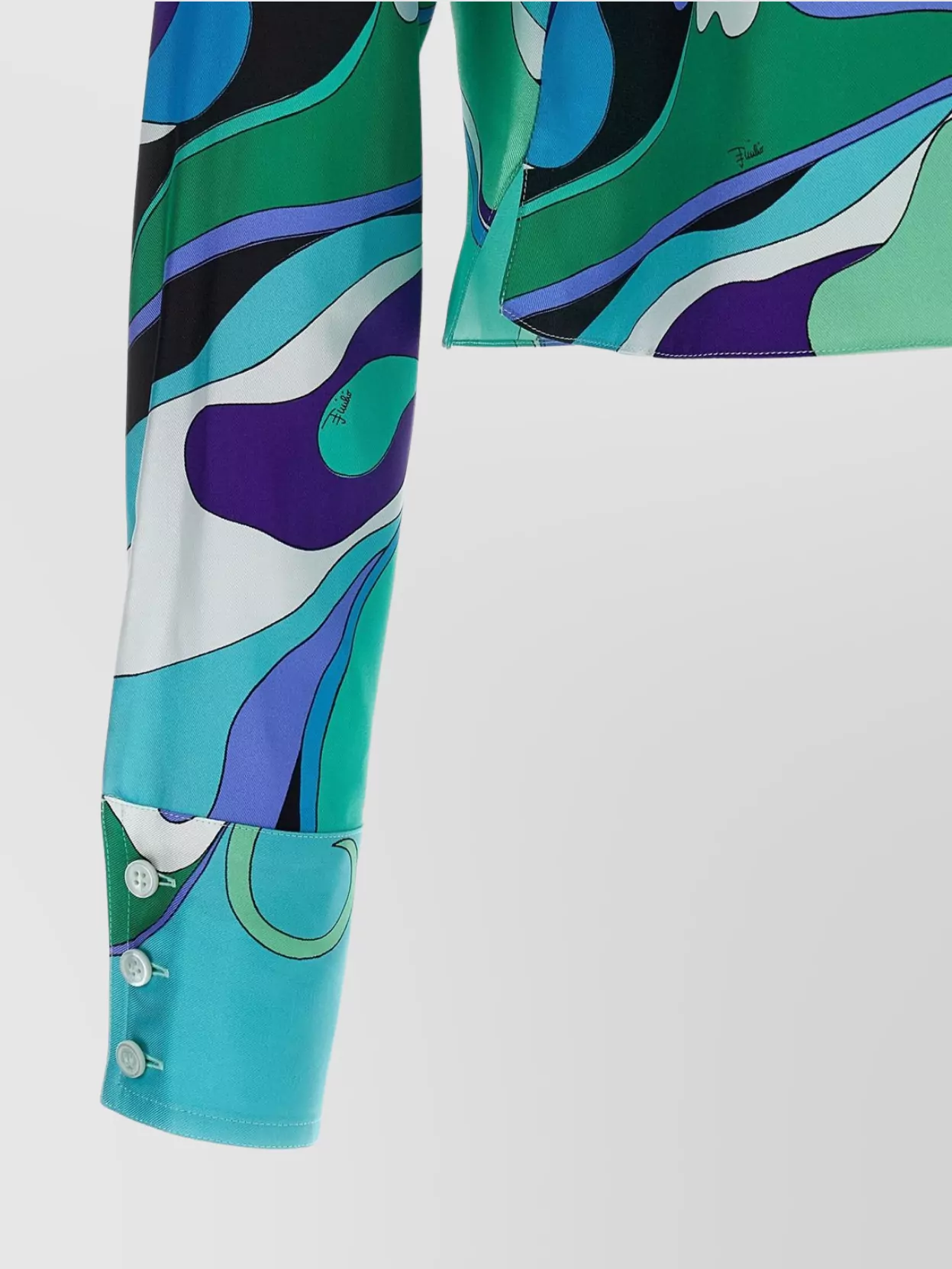 Shop Emilio Pucci Orchid Print Collared Shirt With Cuffed Sleeves