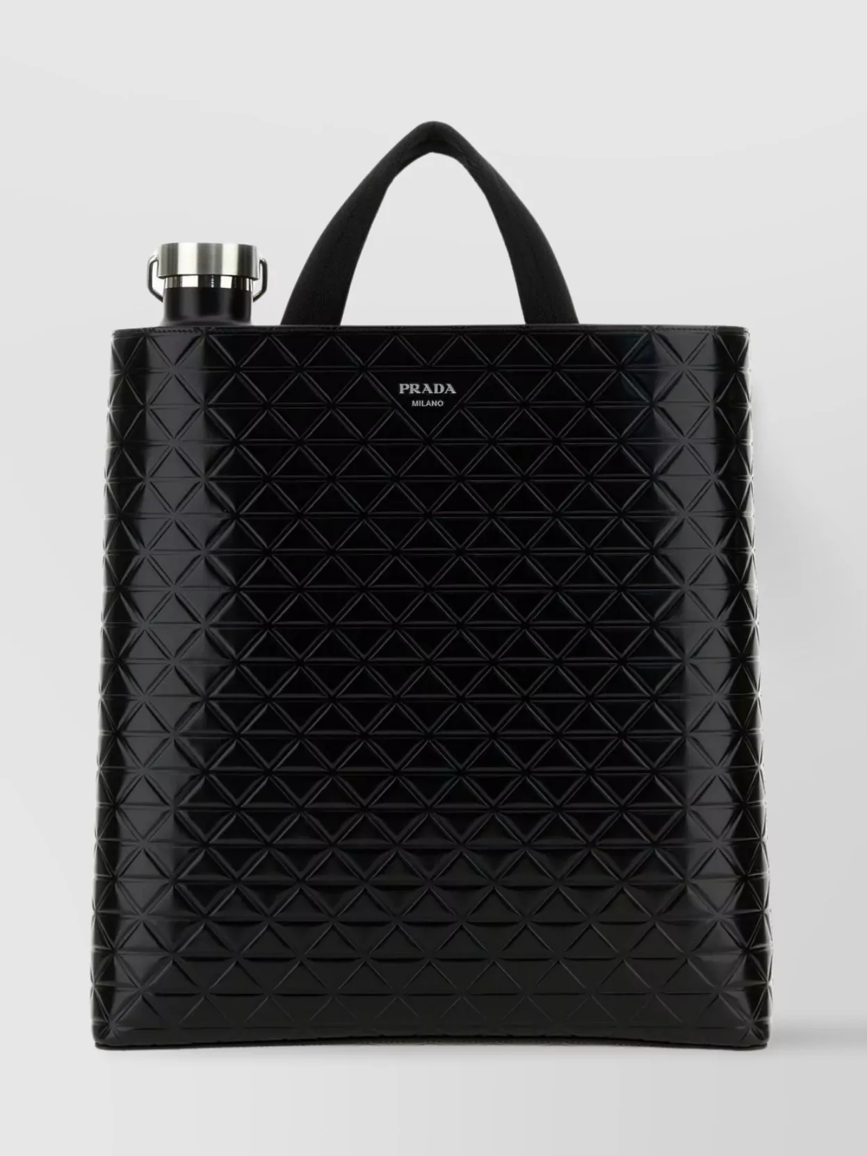Shop Prada Leather Shopping Bag With Detachable Water Bottle