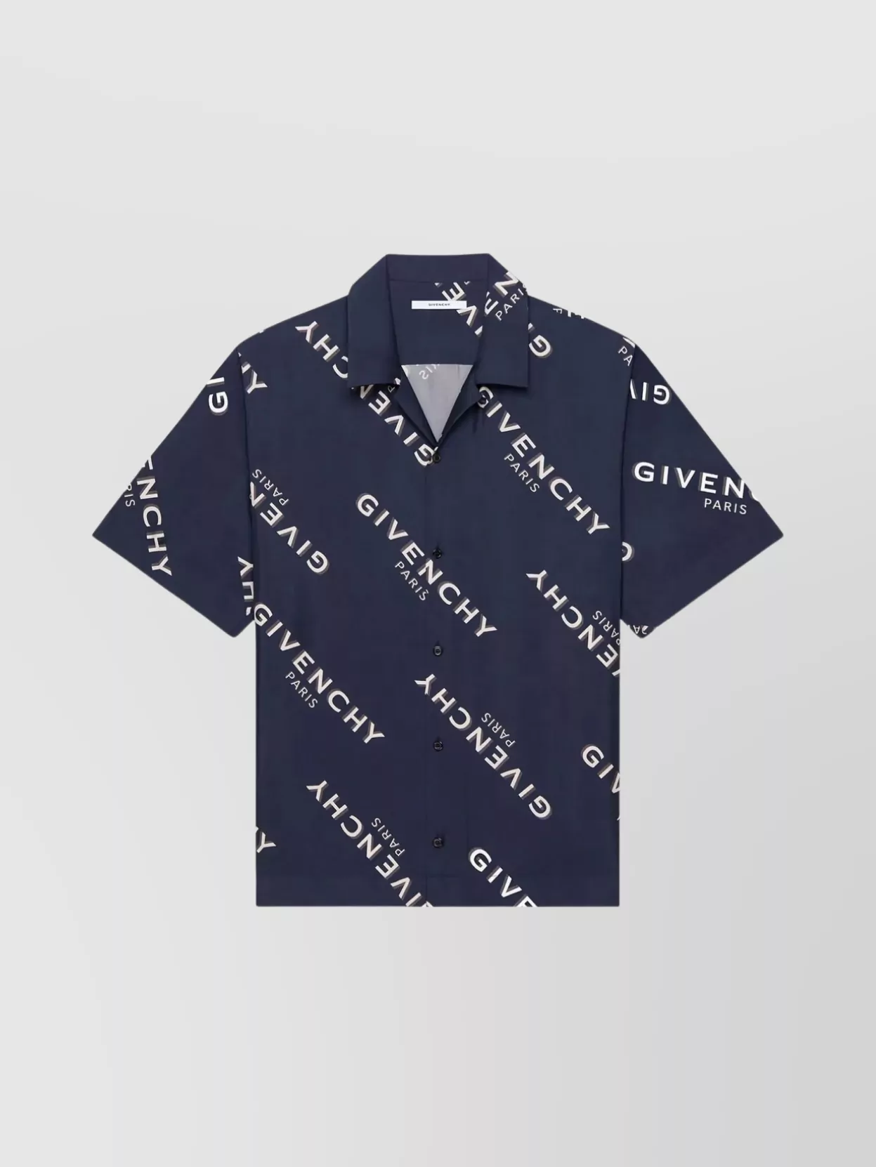 Givenchy Convertible-collar Logo-print Silk-twill Shirt In Blue