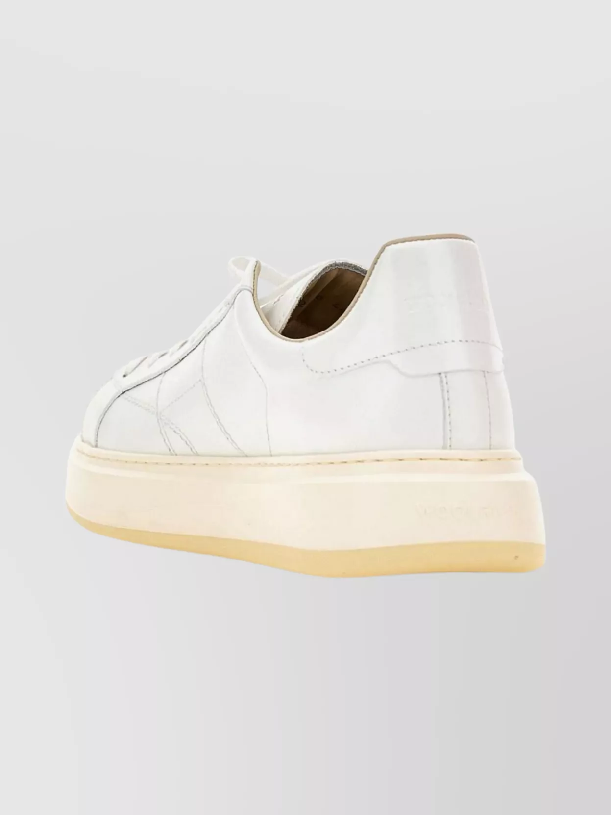 Woolrich Round Toe Leather Sneaker With Rubber Sole In White