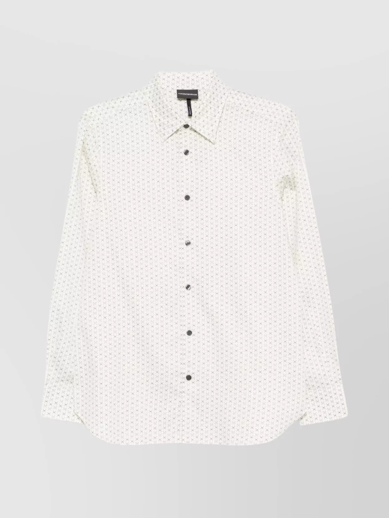 Emporio Armani Geometric Print Cotton Shirt With Button-down Collar In White