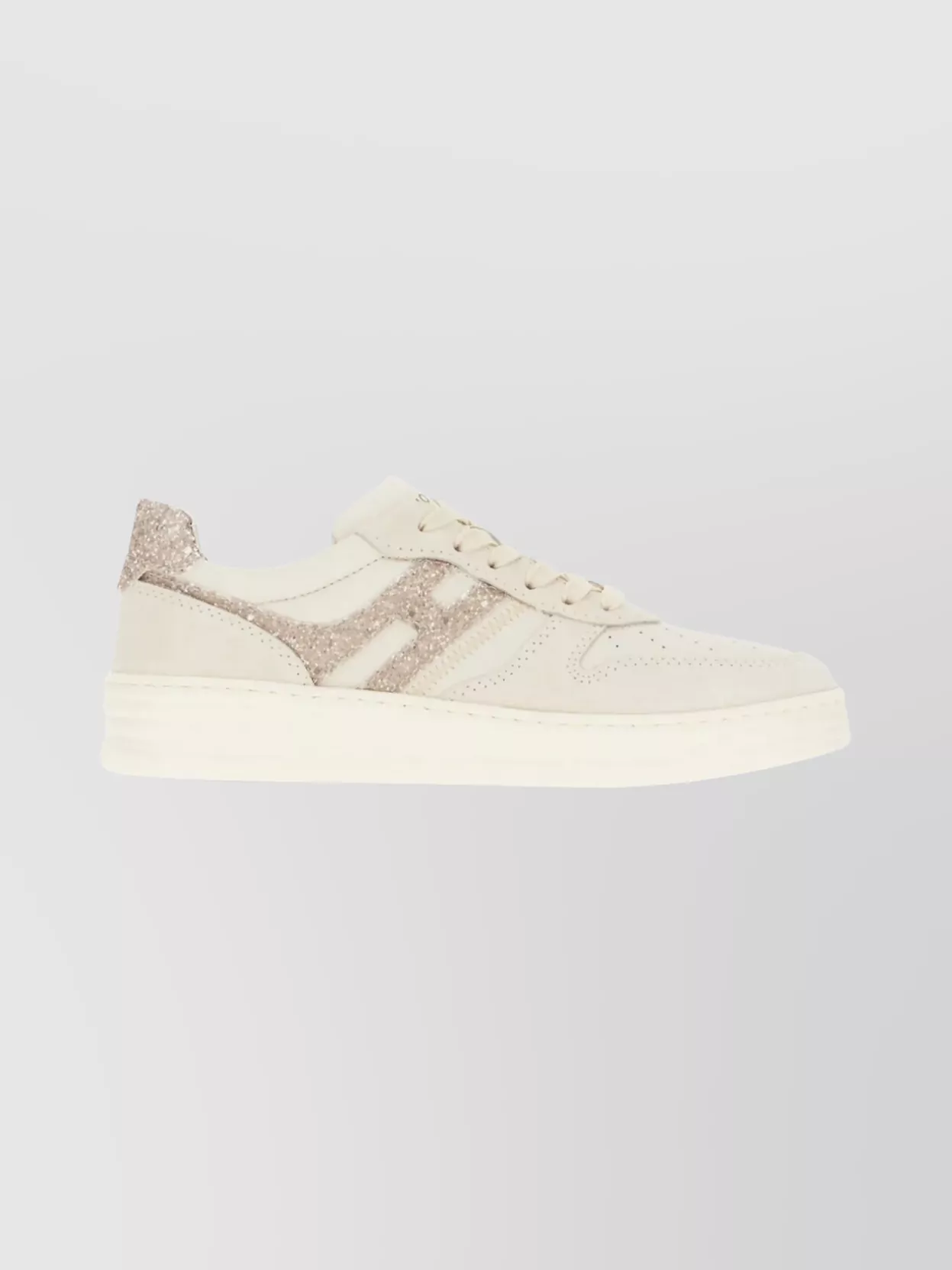Hogan Sneakers With Glitter And Perforated Accents In White