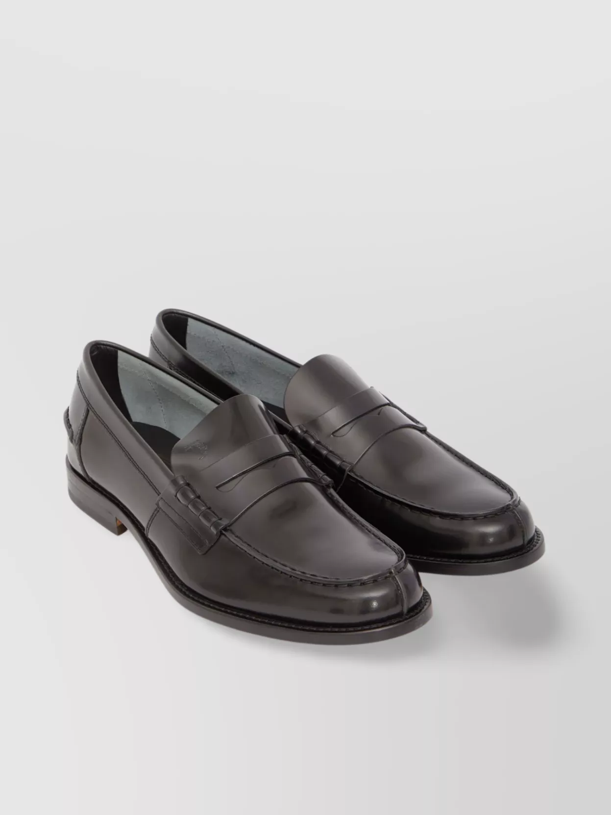 Tod's Leather Loafers With Penny Strap In Gray