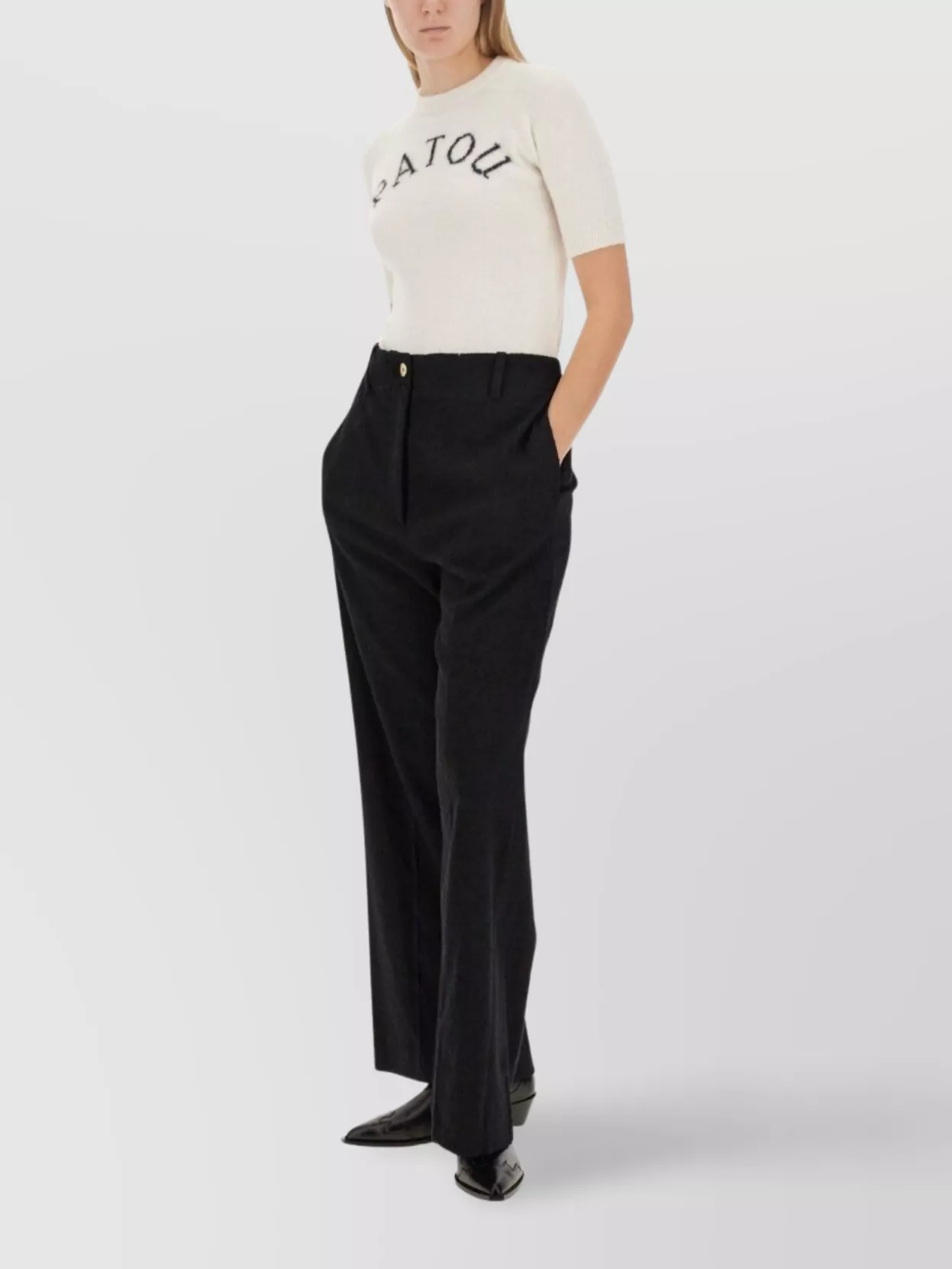 Patou Wide-Leg High-Rise Pants Featuring Pockets