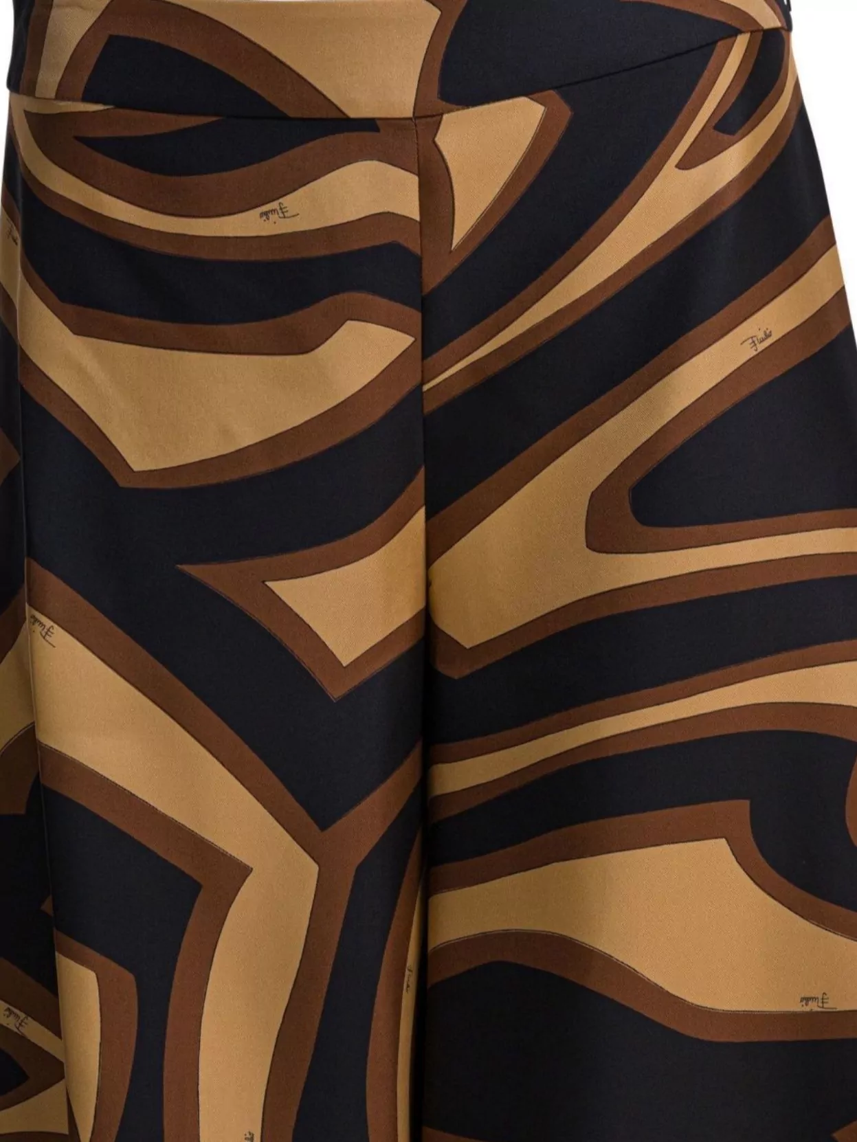 Pucci Labirinto Print Silk Wide Pants Trousers Black In Brown