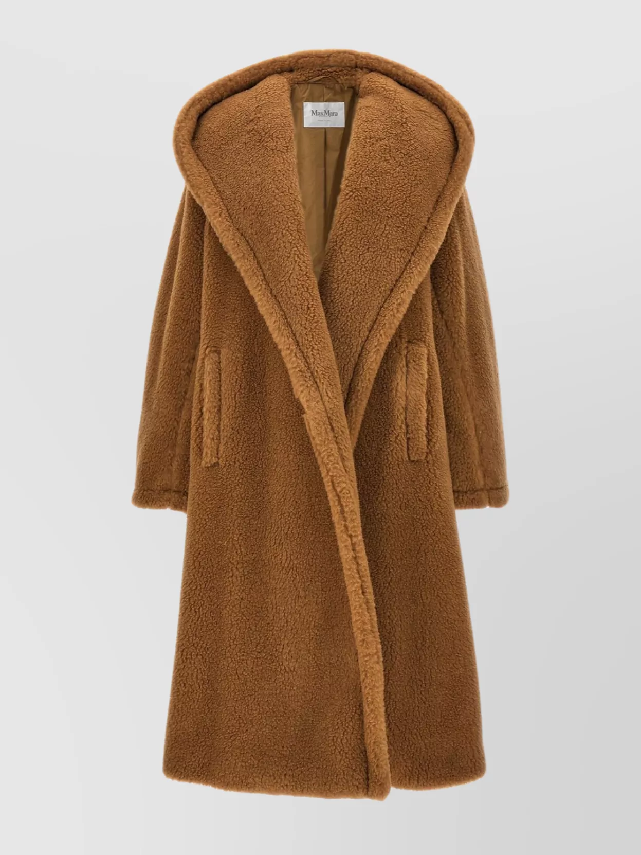 Max Mara Pinnacle Faux Fur Hooded Coat With Side Pockets In Brown