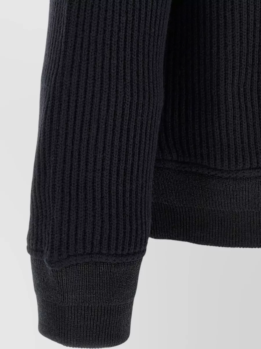 Sacai Wool Ribbed Zip-Up Jumper