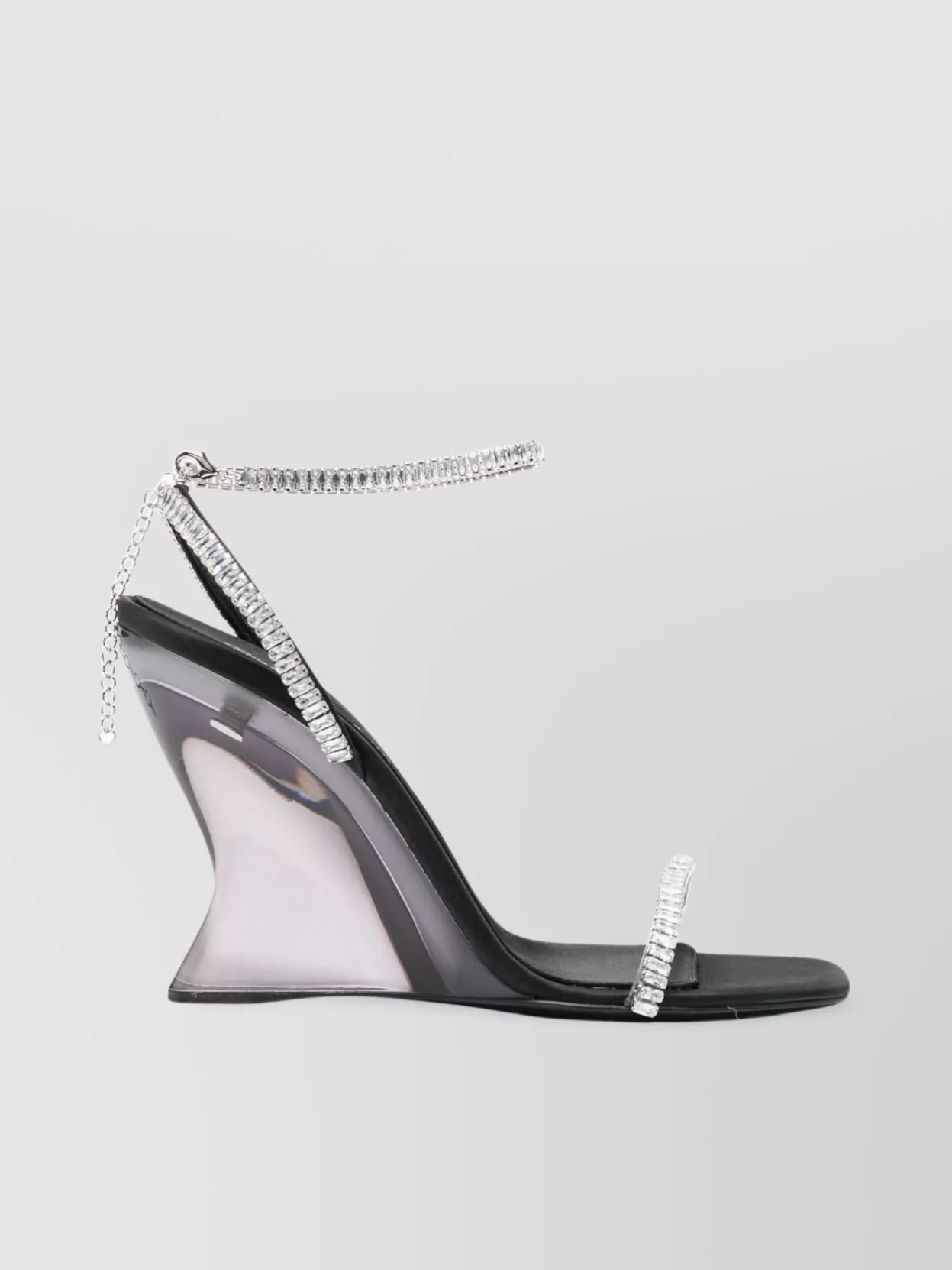 Shop Sergio Rossi Crystal-embellished Wedge Heel Sandals With Ankle Strap In White