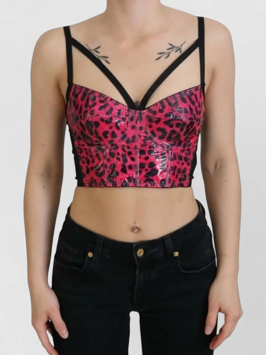 Dolce&Gabbana leopard-print cropped bustier top