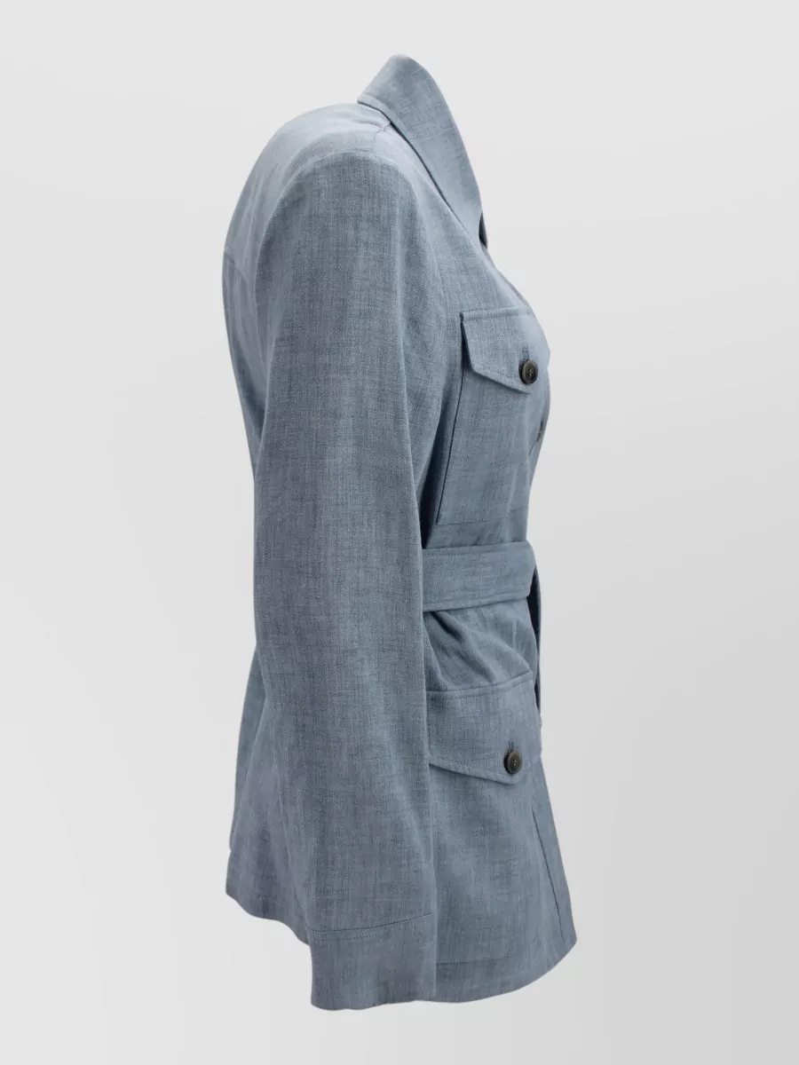Parosh Linen Belted Single Breasted Coat