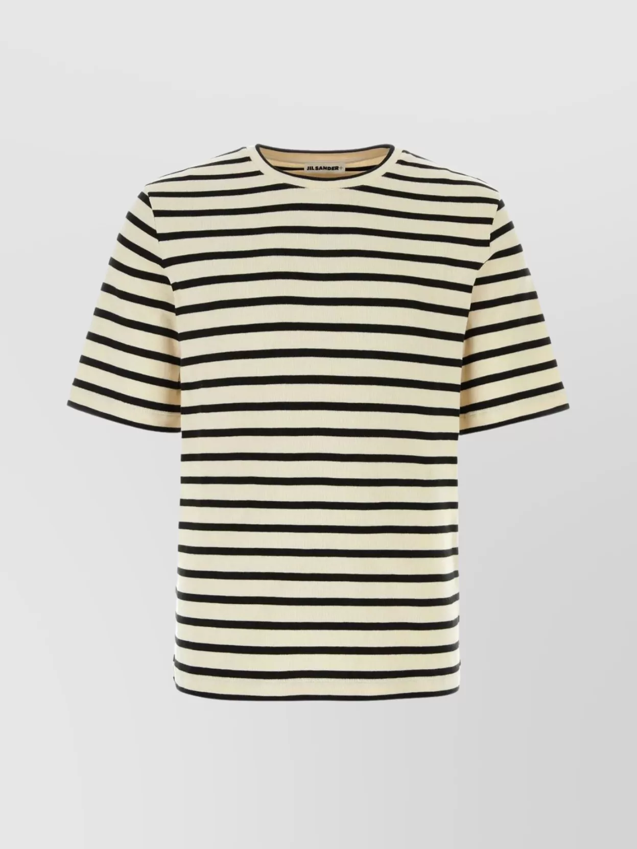 Shop Jil Sander Striped Embroidery Crew-neck Cotton T-shirt