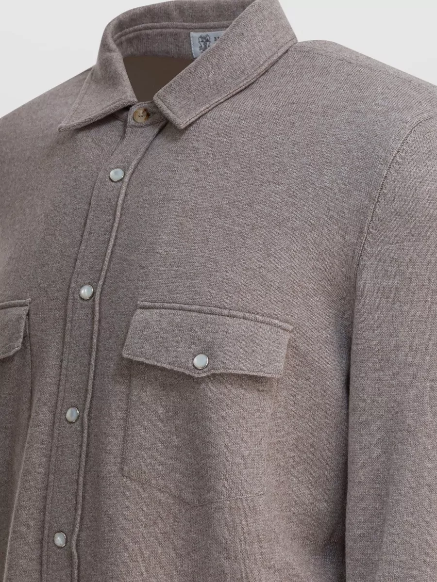 Brunello Cucinelli Cashmere Long Sleeve Shirt Jacket