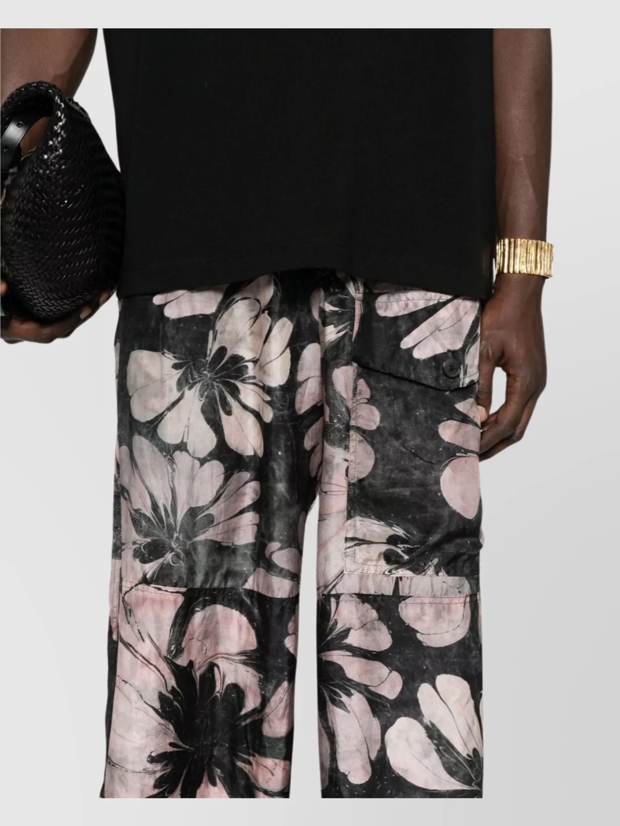 Dries Van Noten Wide Leg Floral Cargo Trousers