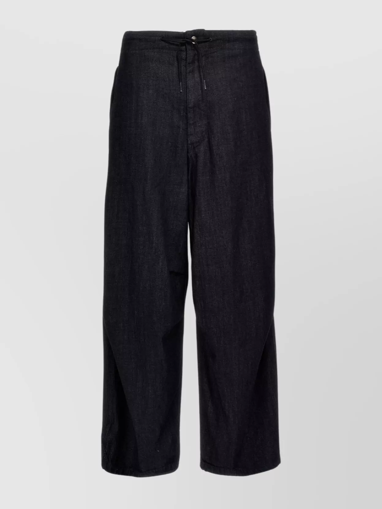 Shop Giorgio Armani Wide Leg Cropped Drawstring Jeans With Back Pocket