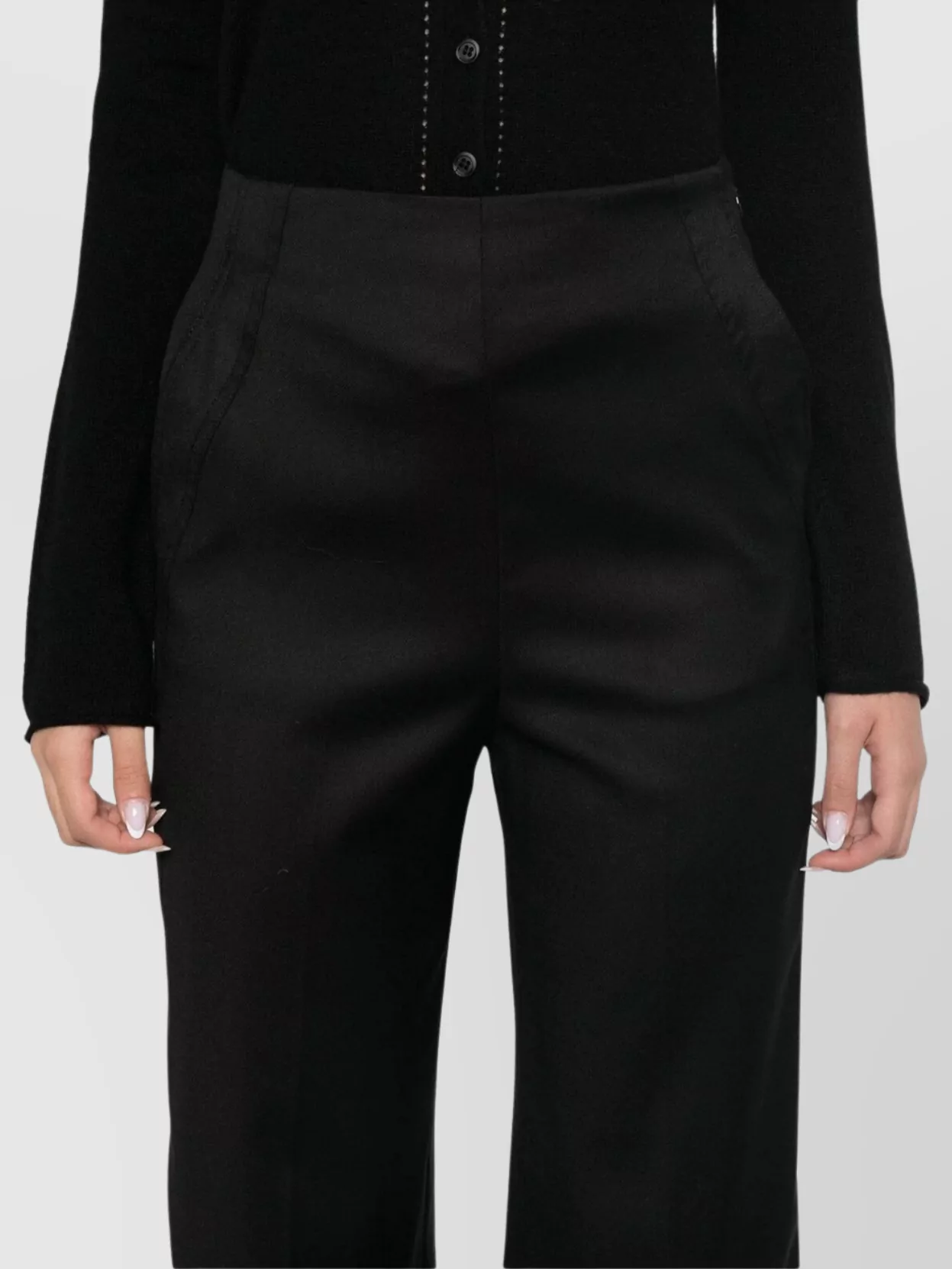 Pinko High Waist Wide-leg Trousers With Side Pockets In Black