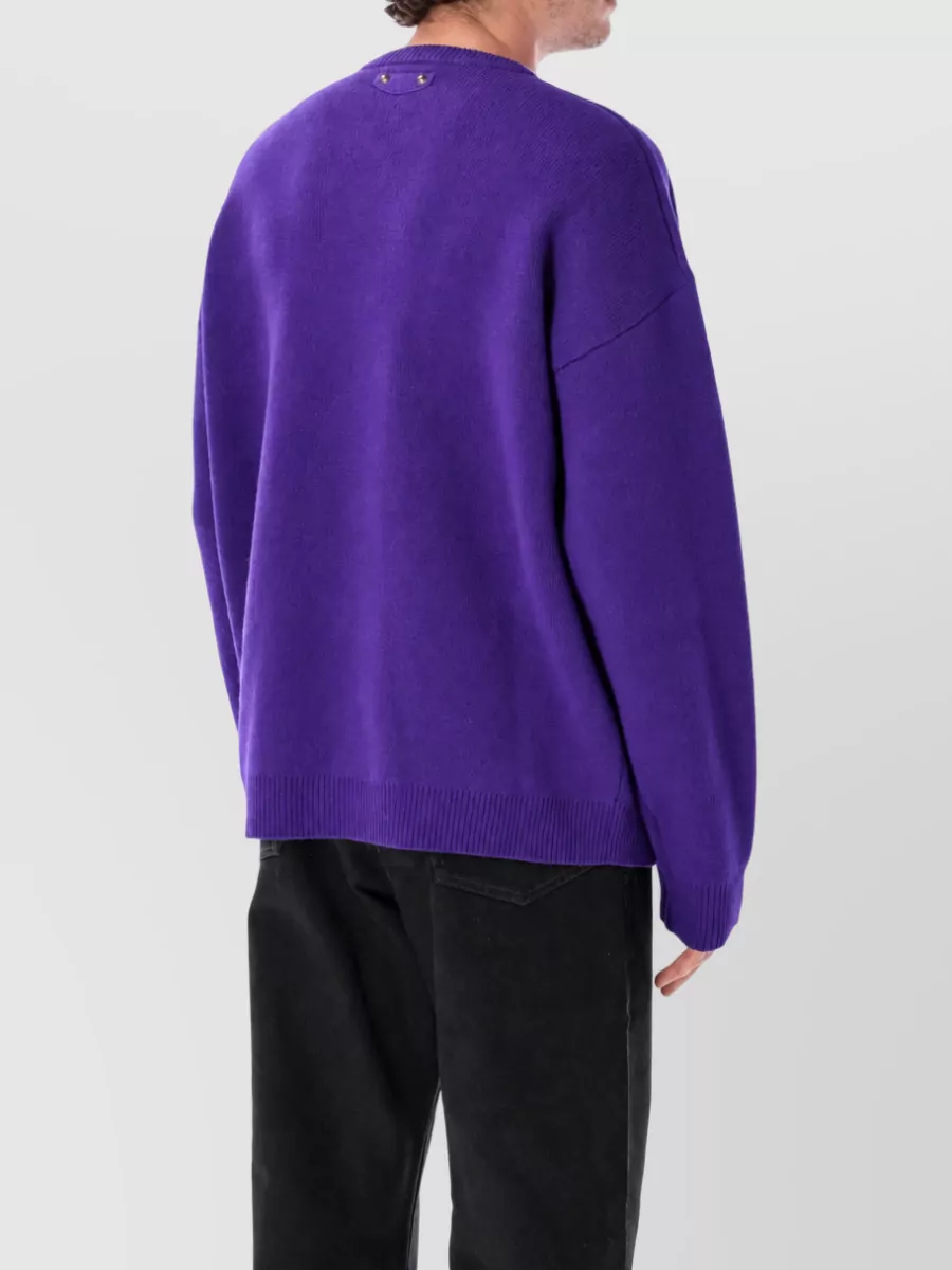 Balenciaga Virgin Wool Ribbed Crewneck Oversized Sweater
