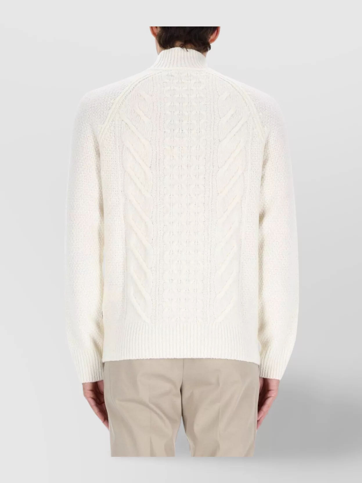 Boss High Neck Long Sleeve Cable Knit Sweater