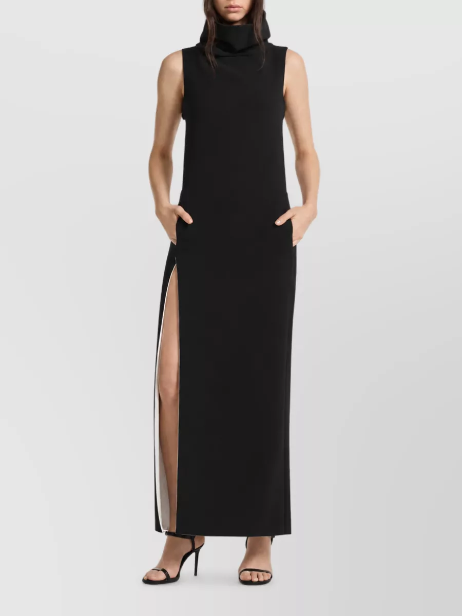 Courrèges Crepe Sleeveless High-Neck Cutout Maxi Dress