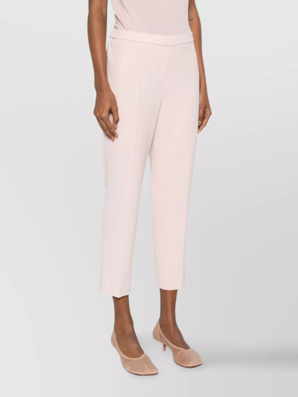 Theory Treeca Cropped Trousers With Elasticated Waist In Pink