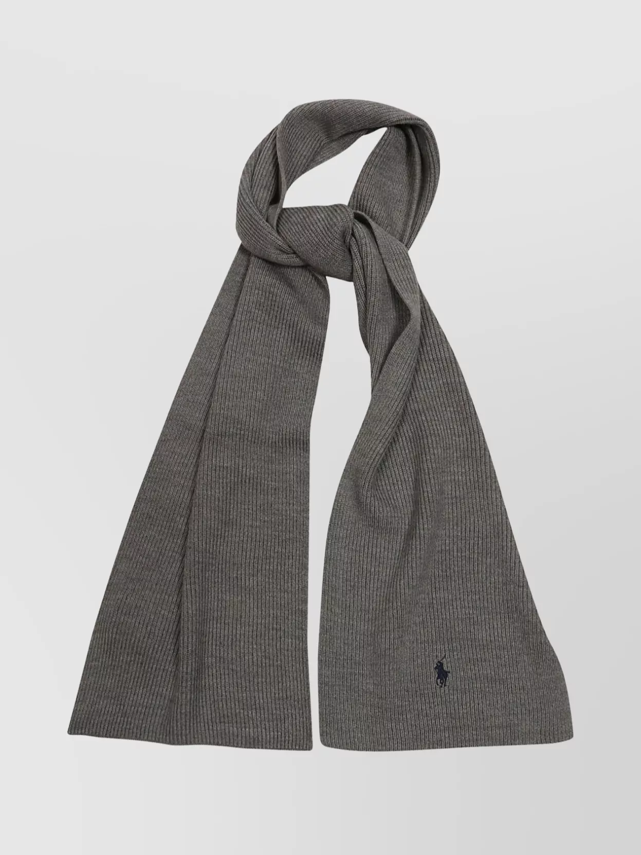 Polo Ralph Lauren Knit Rectangular Scarf Ribbed Texture In Gray