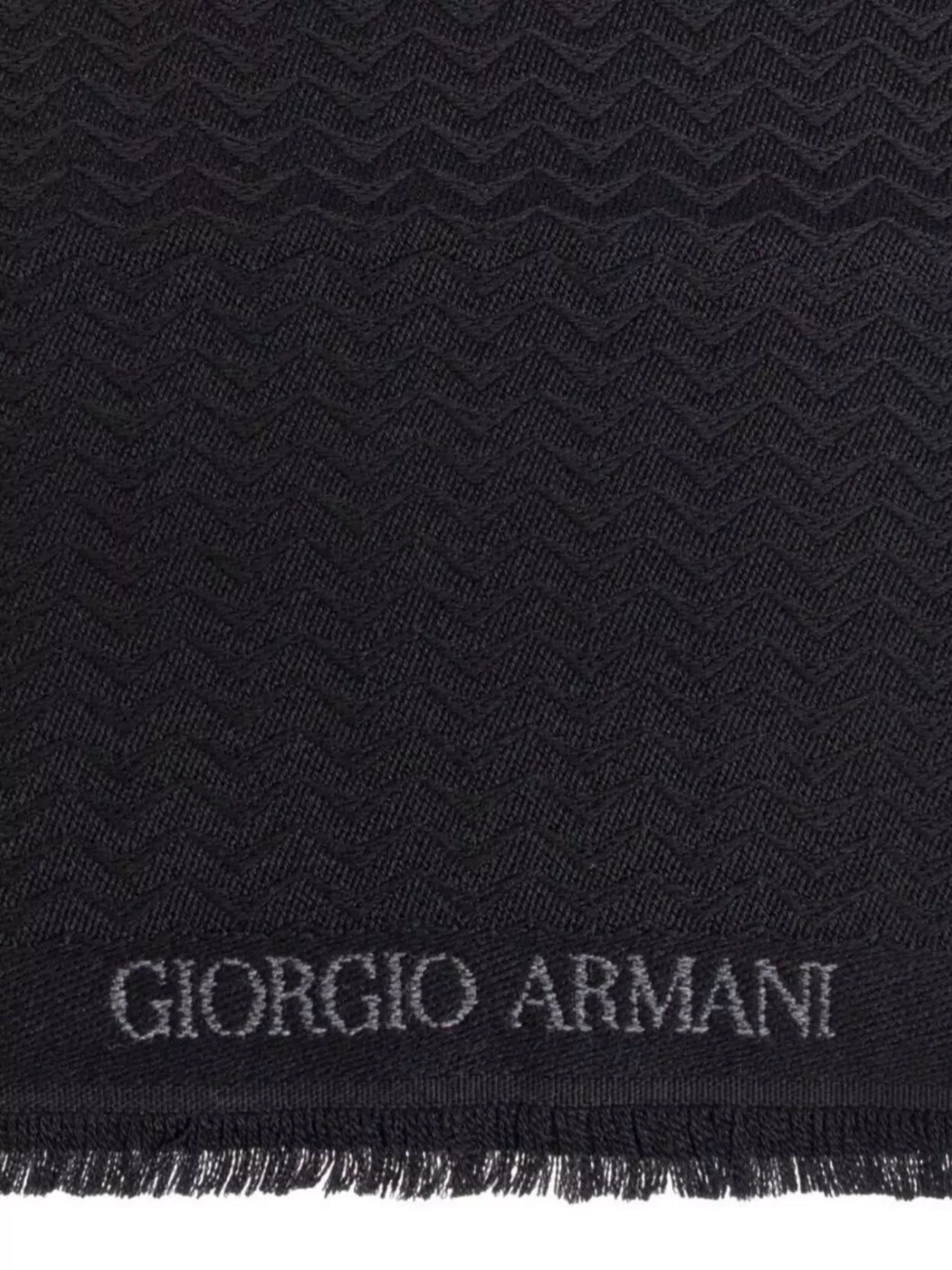 Giorgio Armani Chevron Wool Fringed Scarf