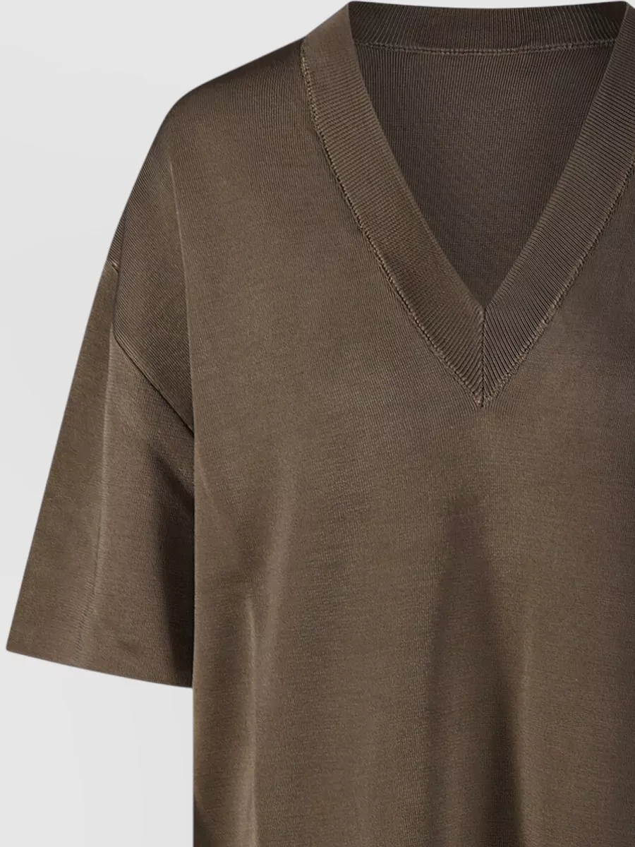Ami Paris Short-Sleeve V-Neck Sweater