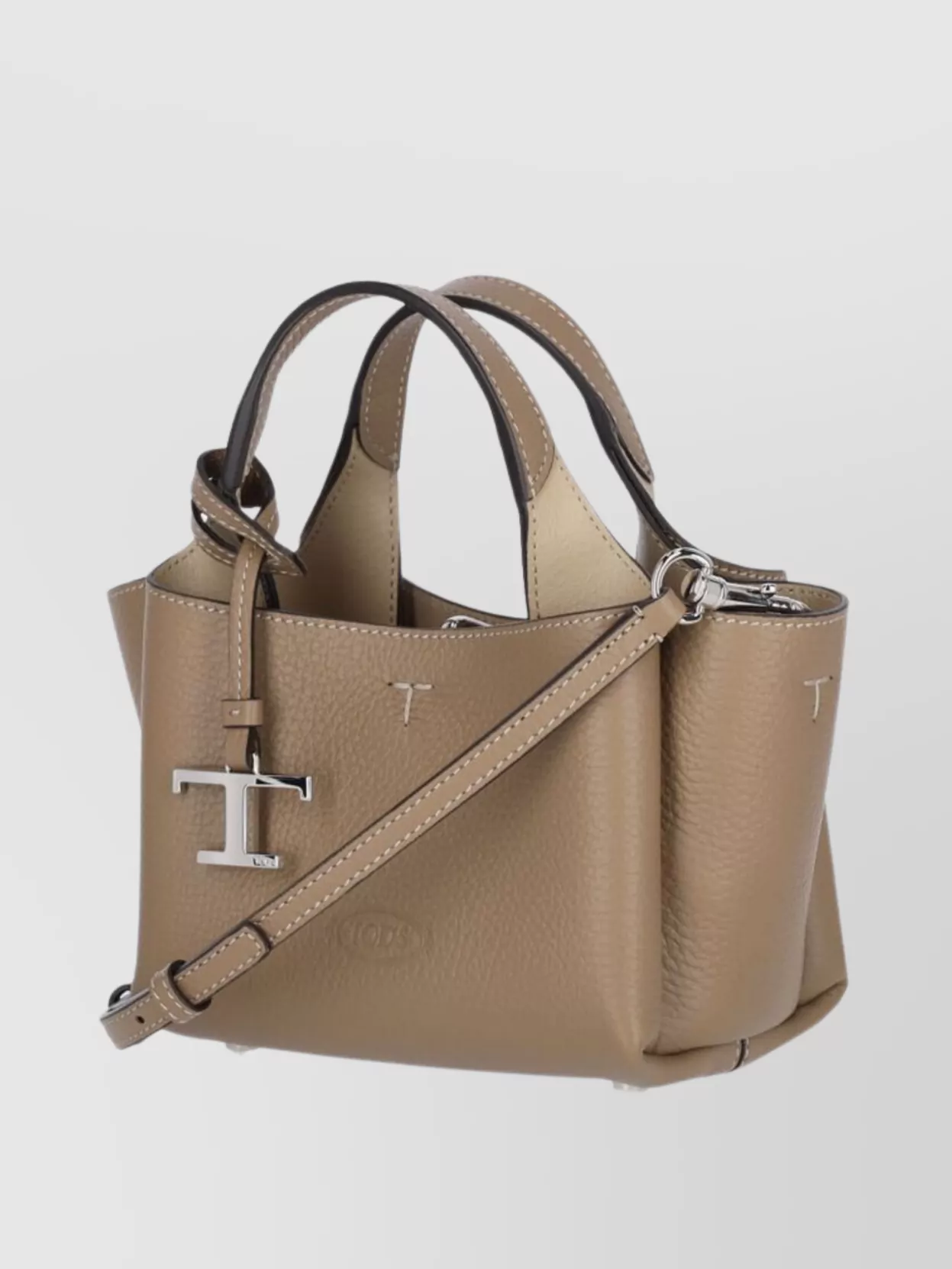 Tod's Structured Top Handles Shoulder Bag Contrast Stitching