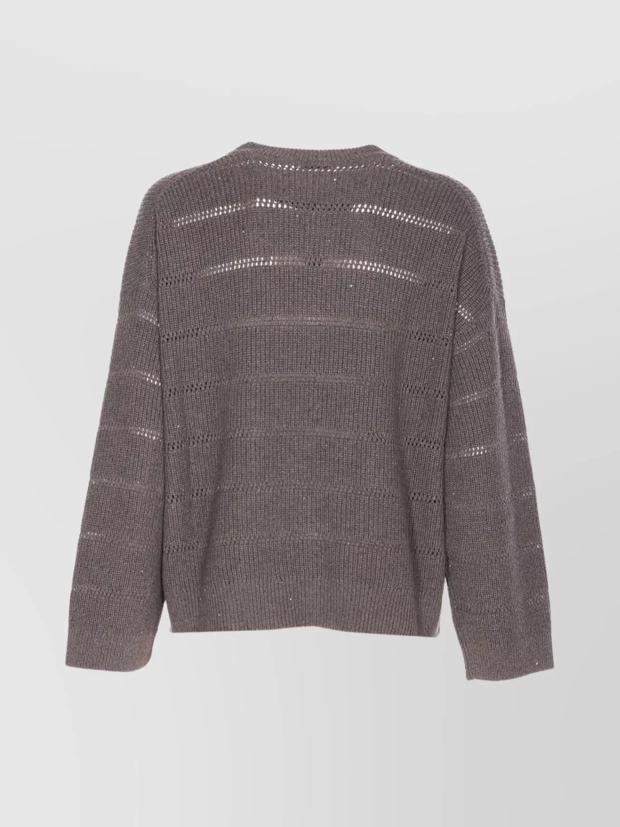 Brunello Cucinelli Sequins Ribbed Knitwear Open Knit Design In Gray