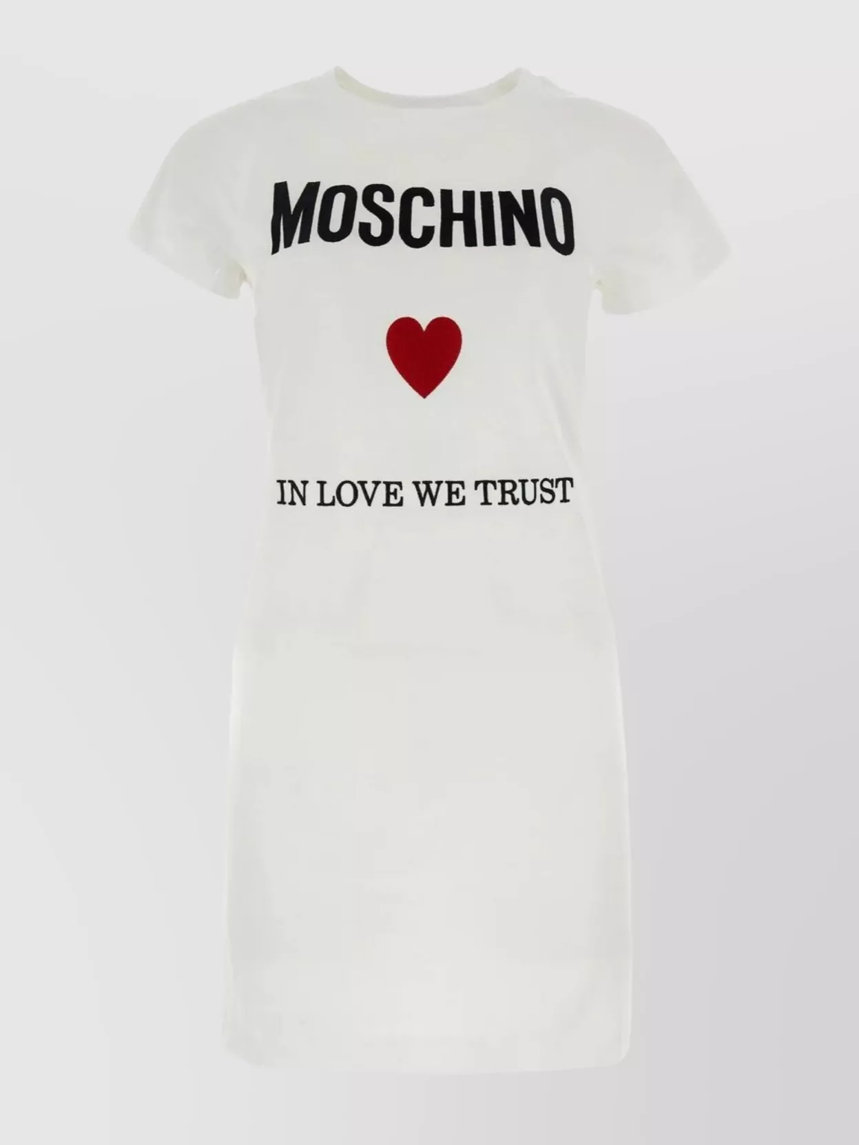 Shop Moschino Flared Hemline Cotton T-shirt Dress In Black
