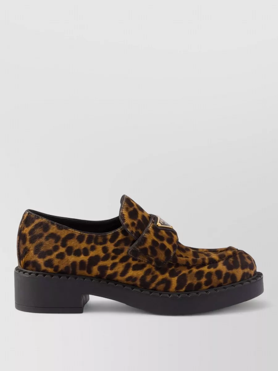 Prada Calf Hair Leopard Print 50Mm Loafers