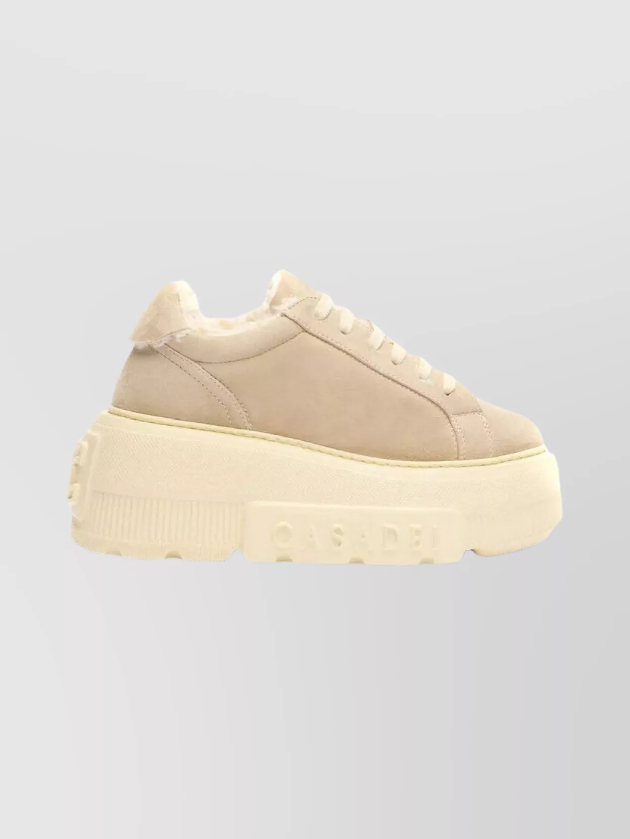 Casadei Stylish Platform Sneakers Round Toe In Neutral
